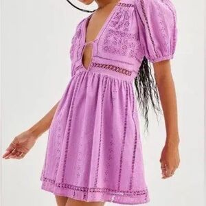 Urban Outfitters Purple Puff Sleeve Dress